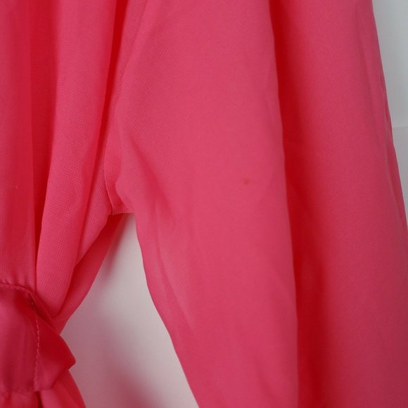 Soma Sensuous Lace Sheer Short Robe L XL Honeysuckle Ruby Pink Floral Trim GUC - Picture 6 of 8